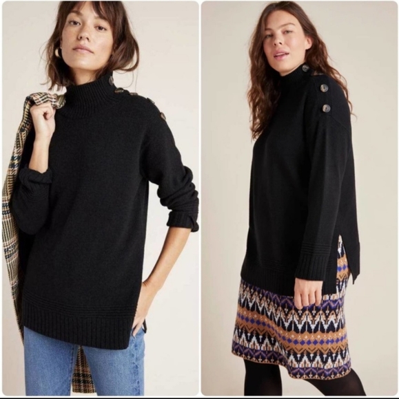 Anthropologie Sweaters - Anthropologie Margarita Tunic Sweater Button Shoulder